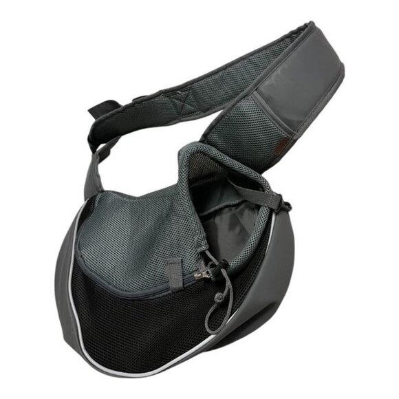 Gray Mesh Pet Sling Carrier Bag for Small Dogs or Cats – Hands-Free Crossbody De - Picture 2 of 8